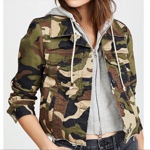 Veronica Beard Cara Cropped Camo Jacket with hoodie Dickey
